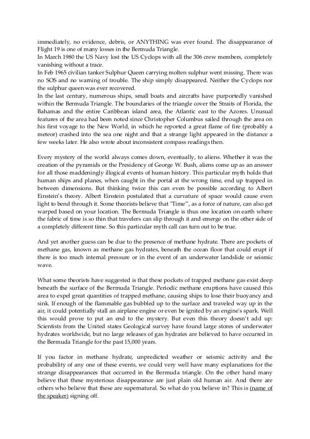 bermuda triangle speech conclusion attention getter for bermuda triangle speech